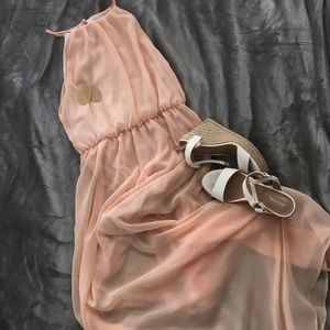 Peach High Neck Maxi Dress