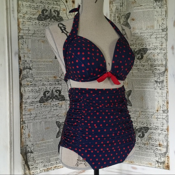 Retro rockabilly pinup high waist bikini NEW - Picture 3 of 4