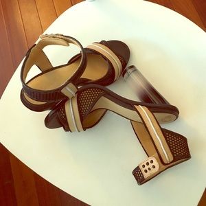 L.A.M.B. lucite heel