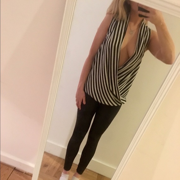 Deep Cut Flowy Blouse Tank