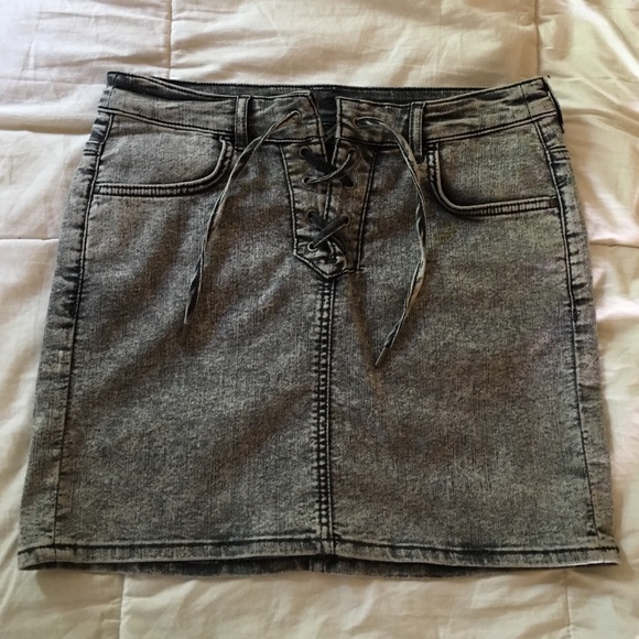 Sexy lace-up denim mini