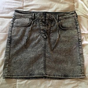 Sexy lace-up denim mini