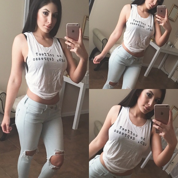 "NO COFFEE? UGH DEPRESSO"MUSCLE TOP NEW S ,M, L ☕️ - Picture 2 of 4