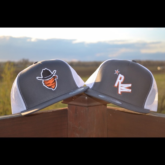 Mens rodeo hat, flat billed hat, gray hat