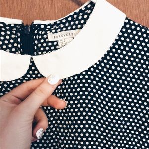Forever 21 Blue and White Polka dotted dress (S)