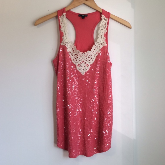 Peach sequence tank top