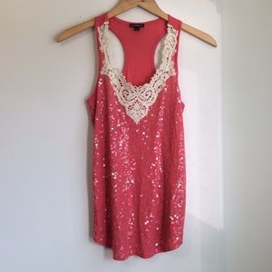 Peach sequence tank top