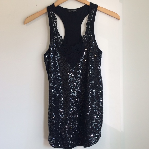 Black sequence racer back tank top