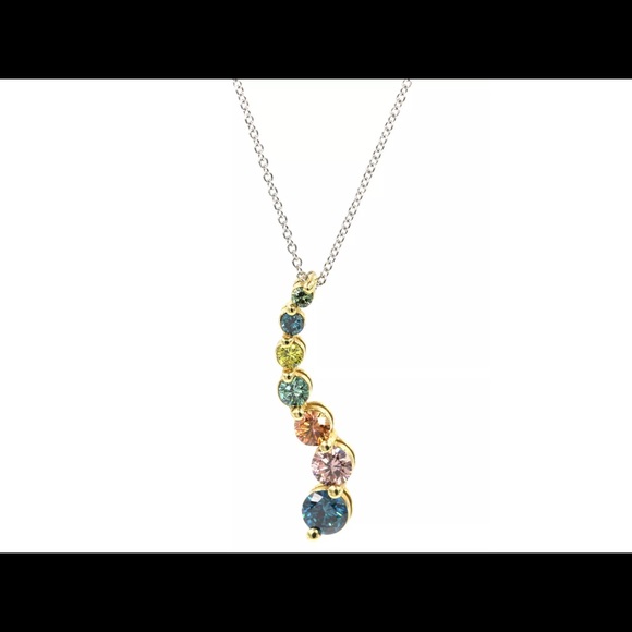 1.09 Ct. Round Cut Multicolor S Shape Pendant