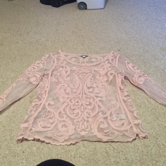 Sheer pink embroidered shirt