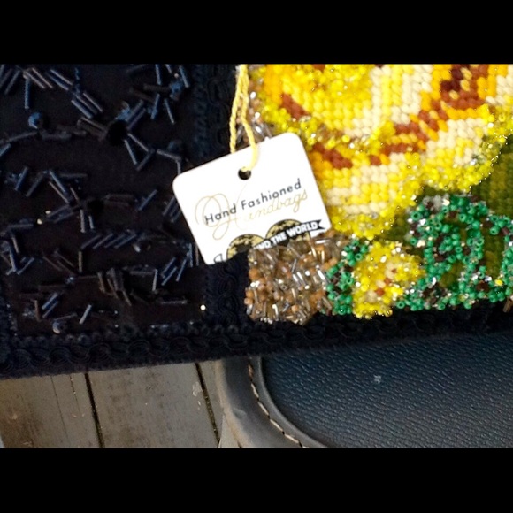 VTG 50s HAND BEADED SATCHEL PURSE - Picture 4 of 4