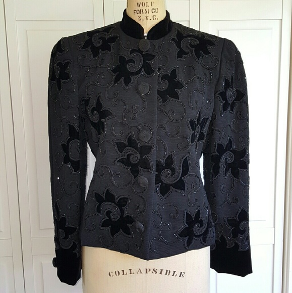 Oscar de la Renta beaded brocade jacket