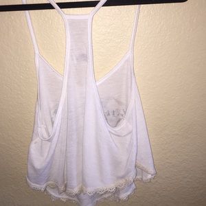Hollister crop white cream lace top