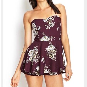 NWT Strapless Purple Floral Romper