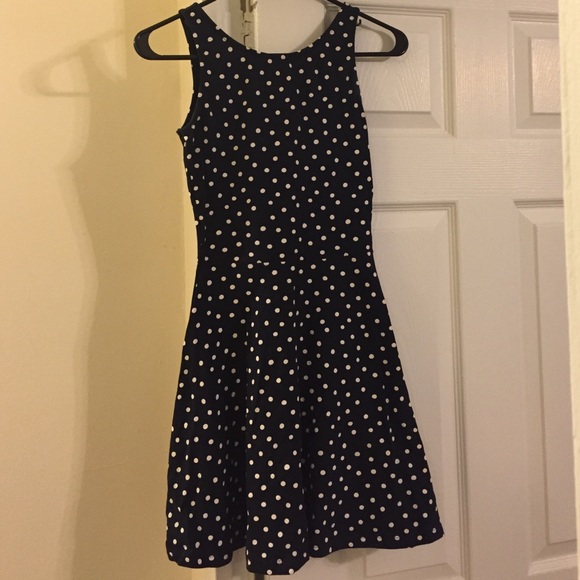 h&m blue polka dot dress