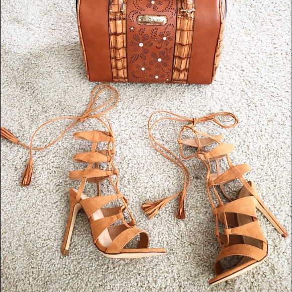 cognac lace up heels - Picture 2 of 2