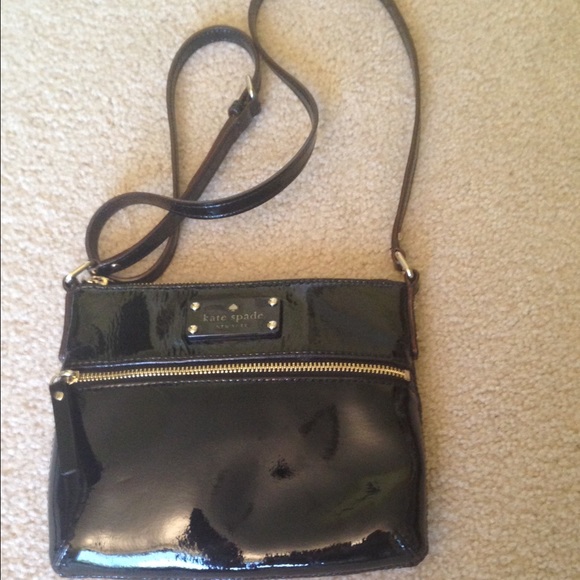 Kate Spade black patent leather cross body bag