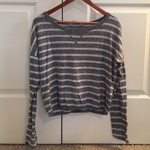 Grey and White Striped Sweater