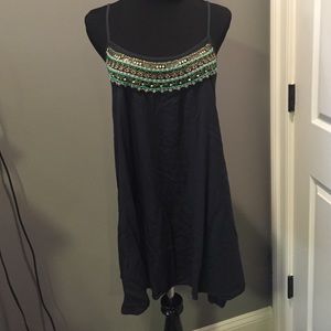 AE navy shift dress with beading
