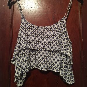 Forever 22 patterned blue flowy crop top