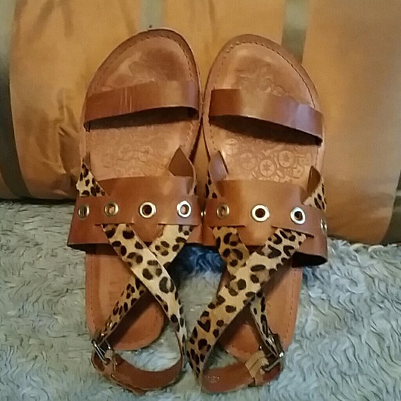 Leather & Leopard Hair Sandal
