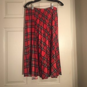 Pleated Plaid/tartan midi skirt