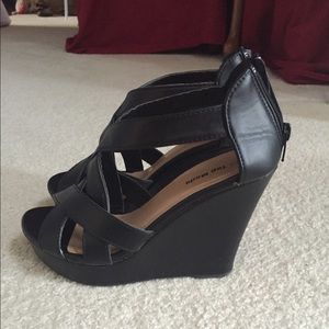 Black Wedge Sandals - size 7