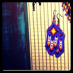 Purple small beaded earrings