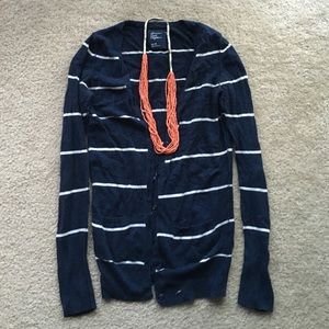 American Eagle Navy Striped Cardigan