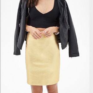 NWT Forever 21 Gold Metallic Pencil Skirt