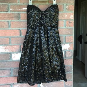 Black Sequin Strapless