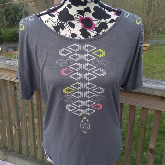 Aztec Print Boho Blouse Sz M