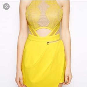 Yellow and Nude Lace Playsuit/Romper