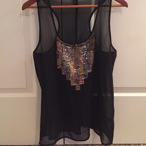 Sheer Sequin Racerback Tank