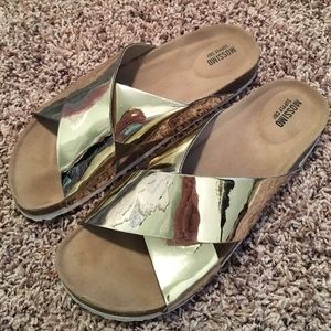 Metallic gold flats.