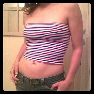 Red White and Blue Sleeveless Crop Top
