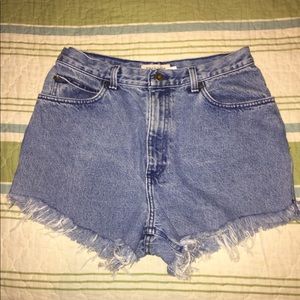 High-waisted jean shorts
