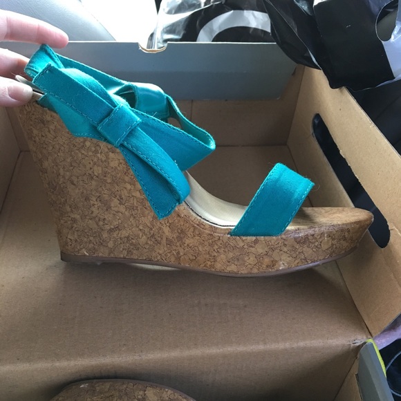 Charlotte Russe wedge heels teal