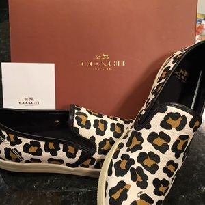 NEW Coach PARKSIDE OCELOT LEATHER SLIP ON WOMEN`S