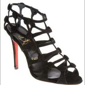 New Christian Louboutin Suede Neuron cage sandals