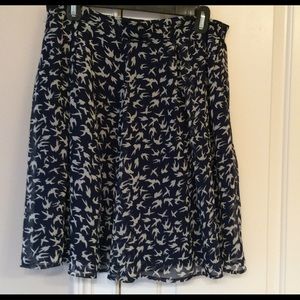 41 Hawthorn size L bird print skirt, navy blue