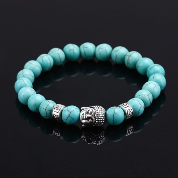 Jewelry - NEW Teal Tiger Eye Buddha Lucky Bracelet