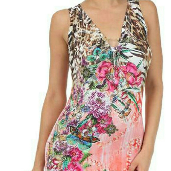 Boho-chic Floral Dress with rhinestone