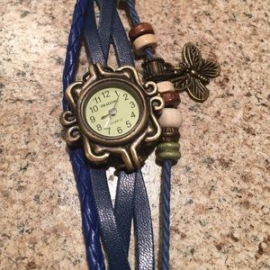 New Butterfly Leather Strap Bracelet Wrist Watch