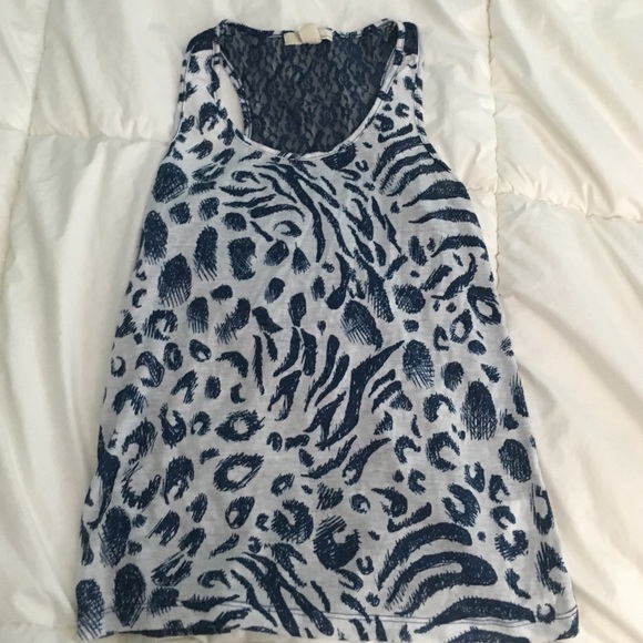 Navy Blue & White Tank Top