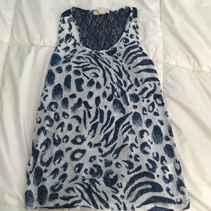 Navy Blue & White Tank Top