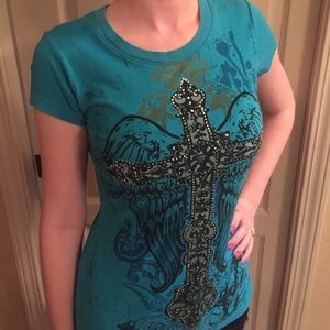 Sequined  cross T-shirt