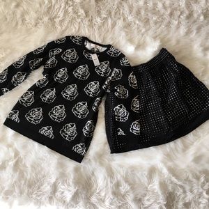 NWT LOFT floral sweater and perforated skirt set