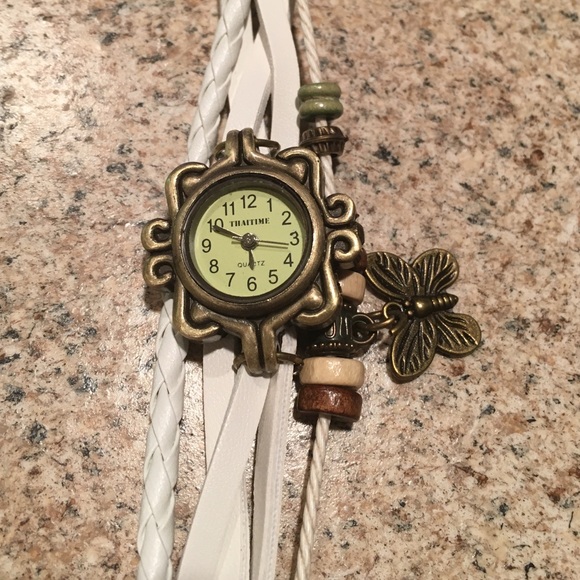 New Butterfly Leather Strap Bracelet Wrist Watch