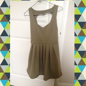 Green dress, heart shape cut out